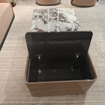 Contemporary Marble-Top Storage Coffee Table with Natural Wood Veneer Accents